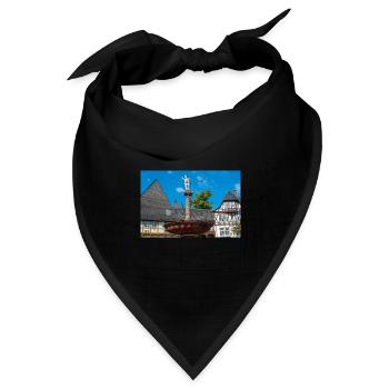 Brunnen auf historischem Marktplatz Goslar - Bandana Dreieckstuch - Schwarz - Vorne
