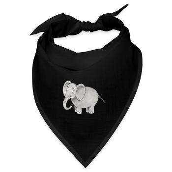 Elefant niedlich Kinder Geschenk Safari Zoo Rüssel - Bandana Dreieckstuch - Schwarz - Vorne
