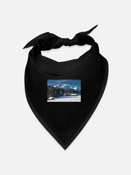 Winterstimmung mit Zugspitze - Bandana Dreieckstuch - Schwarz