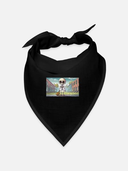 Skelett in der Schule - Junge niedliche kleine Monster - Bandana Dreieckstuch - Schwarz