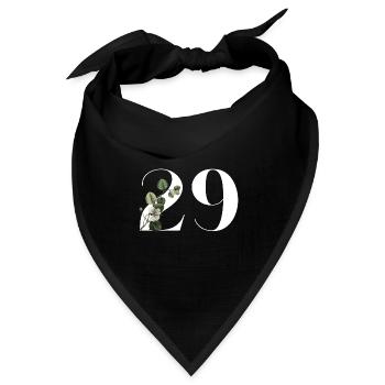 Nummer 29 Grüne Blumen - 29. Blumengeburtstag - Bandana Dreieckstuch - Schwarz - Vorne