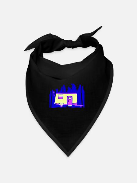 Wohnwagen Palmen Erholung Urlaub Outdoor Camper - Bandana Dreieckstuch - Schwarz