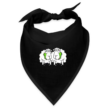 Zwei Schafe Fressen Gras 2 Freunde Team Hungrig - Bandana Dreieckstuch - Schwarz - Vorne