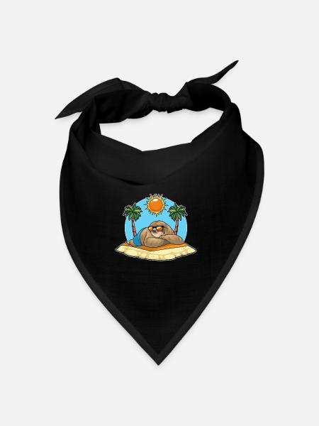 Faultier Strand Palmen Sommer - Bandana Dreieckstuch - Schwarz