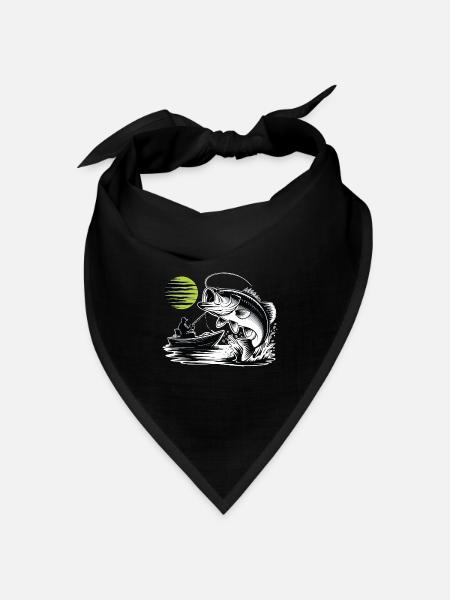 Sportangeln Schwarzbarsch-Boots-Mond-Vintage - Bandana Dreieckstuch - Schwarz