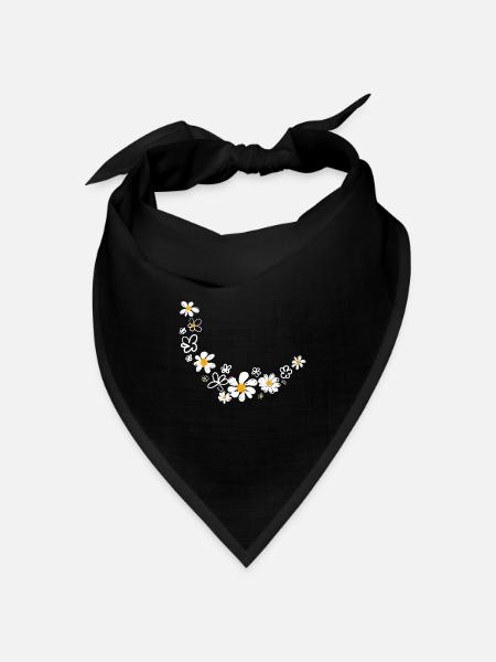 Blumengirlande - Bandana Dreieckstuch - Schwarz