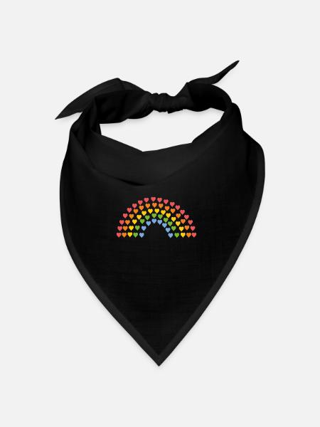 Regenbogen aus Herzen - Bandana Dreieckstuch - Schwarz