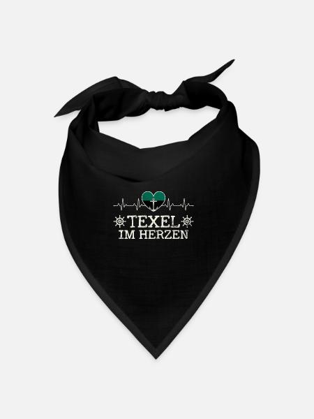 Texel im Herzen Herzschlag Holland - Bandana Dreieckstuch - Schwarz