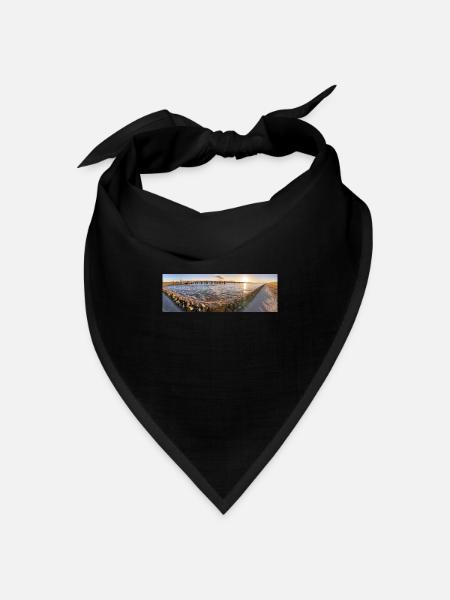 Panorama Sonnenuntergang Husum - Bandana Dreieckstuch - Schwarz