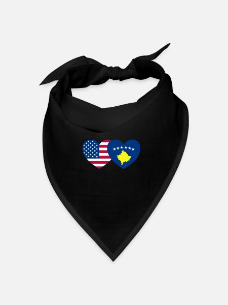 USA Kosovo Flagge Herz - Bandana Dreieckstuch - Schwarz