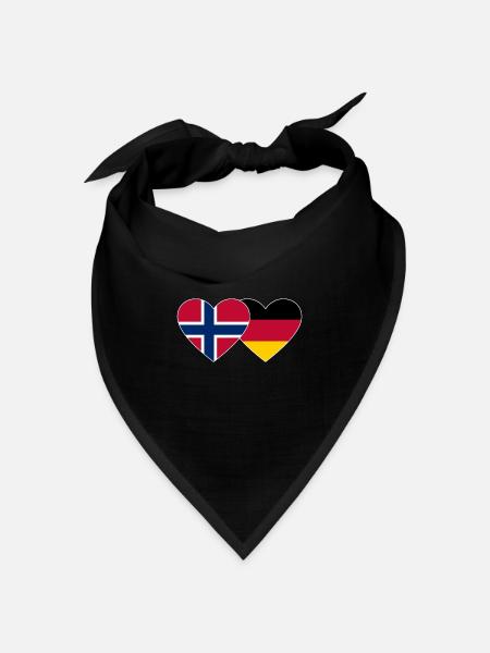Norwegen Deutschland Flagge Herz - Bandana Dreieckstuch - Schwarz