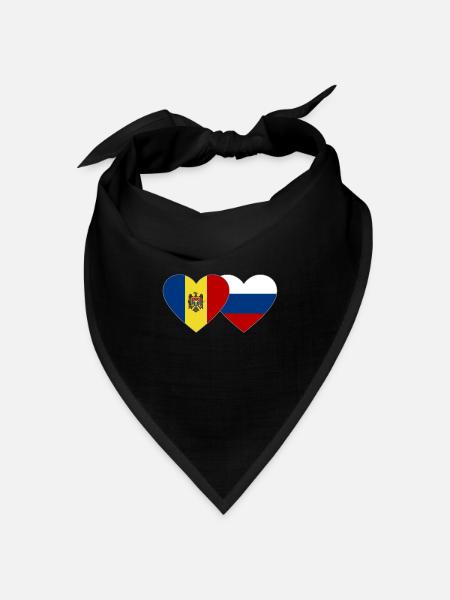 Moldawien Russland Flagge Herz - Bandana Dreieckstuch - Schwarz