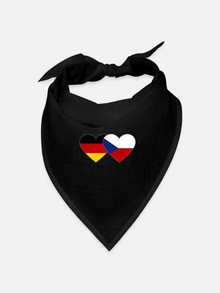 Deutschland Tschechien Flagge Herz - Bandana Dreieckstuch - Schwarz