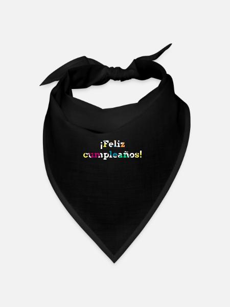 Herzlichen Glückwunsch zum Geburtstag mit bunten spanischen Texten - Bandana Dreieckstuch - Schwarz