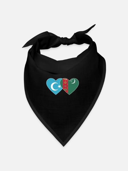 Uiguren Turkmenistan Flagge Herz - Bandana Dreieckstuch - Schwarz