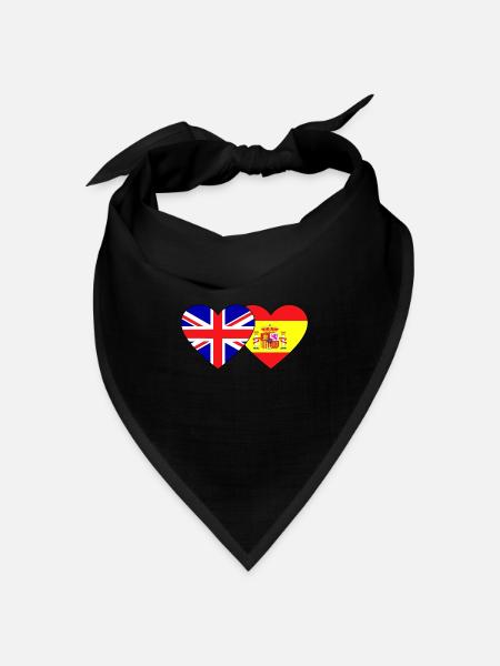 England Spanien Flagge Herz - Bandana Dreieckstuch - Schwarz
