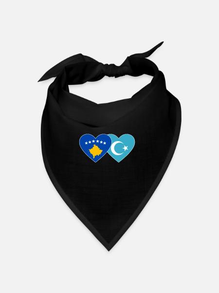 Bosnien Uiguren Flagge Herz - Bandana Dreieckstuch - Schwarz