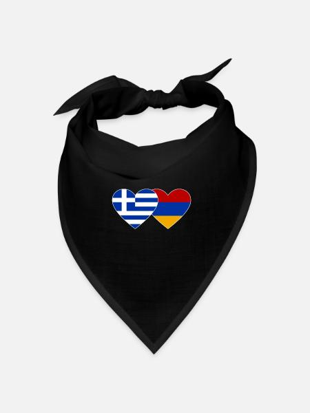 Griechenland Armenien Flagge Herz - Bandana Dreieckstuch - Schwarz
