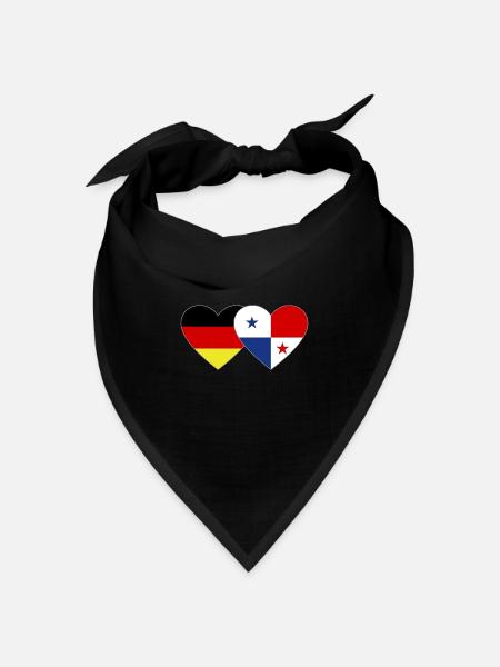 Deutschland Panama Flagge Herz - Bandana Dreieckstuch - Schwarz
