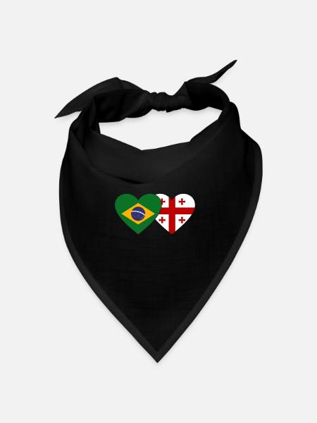 Brasilien Georgien Flagge Herz - Bandana Dreieckstuch - Schwarz