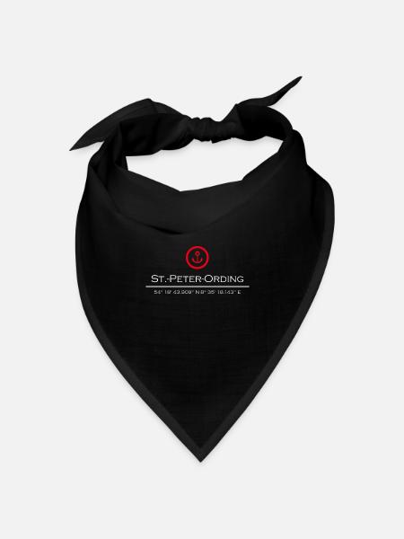 St Peter Ording roter Anker Koordinaten - Bandana Dreieckstuch - Schwarz