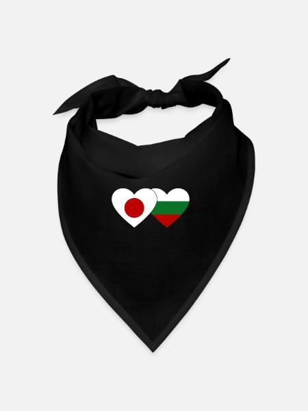 Japan Bulgarien Flagge Herz - Bandana Dreieckstuch - Schwarz