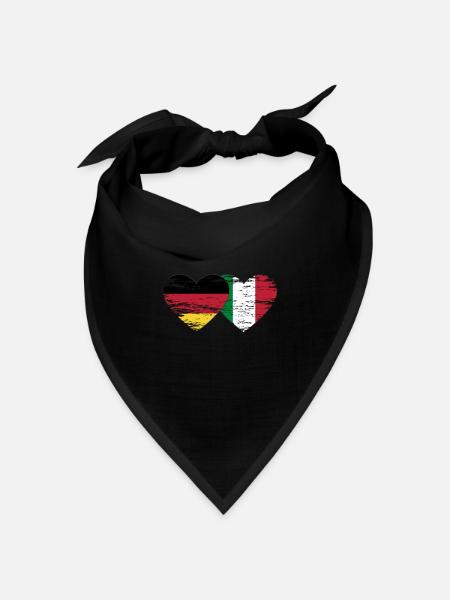 Deutschland Italien Flagge Herz used - Bandana Dreieckstuch - Schwarz