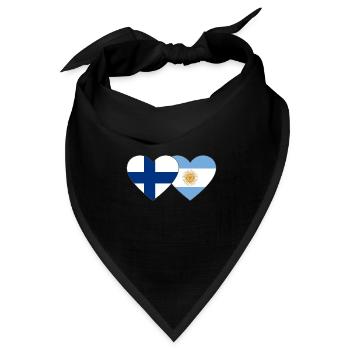 Finnland Argentinien Flagge Herz - Bandana Dreieckstuch - Schwarz - Vorne