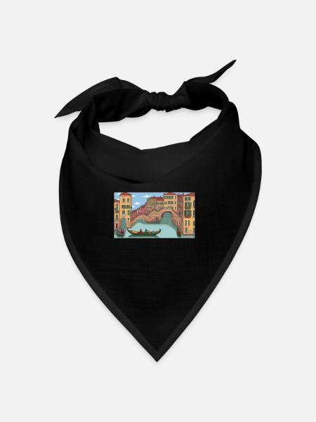 Venedig, Italien - Pixel Art - Bandana Dreieckstuch - Schwarz