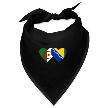 Algerien Bosnien Flagge Herz - Bandana Dreieckstuch - Schwarz - Vorne