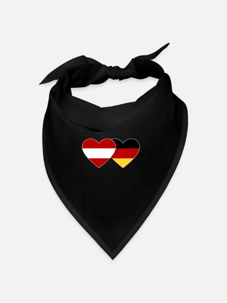 Österreich Deutschland Flagge Herz - Bandana Dreieckstuch - Schwarz