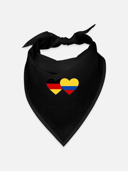Deutschland Kolumbien Flagge Herz - Bandana Dreieckstuch - Schwarz