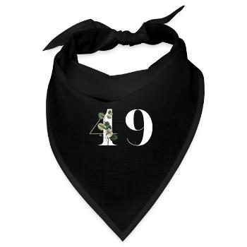 Nummer 49 Grüne Blumen - 49. Blumengeburtstag - Bandana Dreieckstuch - Schwarz - Vorne