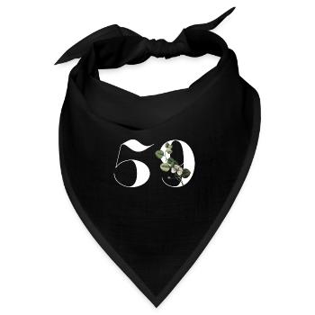 Nummer 59 Blumengrün - 59. Blumengeburtstag - Bandana Dreieckstuch - Schwarz - Vorne