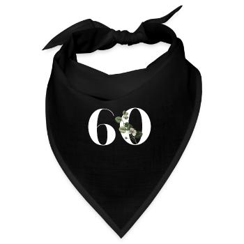 Nummer 60 Blumengrün - 60. Geburtstag Blumen - Bandana Dreieckstuch - Schwarz - Vorne