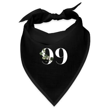 Nummer 99 Blumengrün - 99. Blumengeburtstag - Bandana Dreieckstuch - Schwarz - Vorne