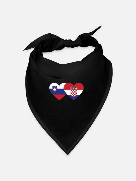 Slowenien Kroatien Flagge Herz - Bandana Dreieckstuch - Schwarz
