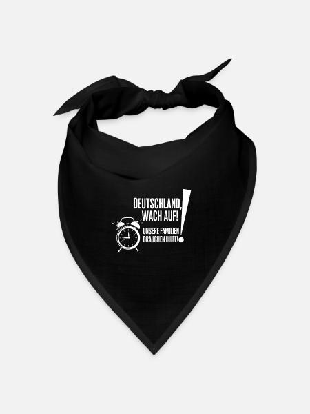 Deutschland Wach Auf Motiv mit Wecker - Bandana Dreieckstuch - Schwarz