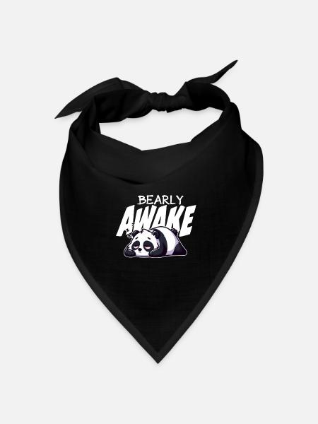Früh erwachen Panda Illustration - Bandana Dreieckstuch - Schwarz