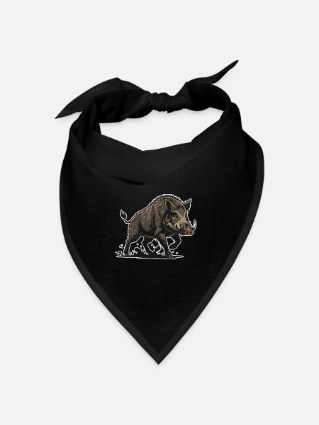Wildschwein-Charge Maskottchen Wald-Wildschwein - Bandana Dreieckstuch - Schwarz