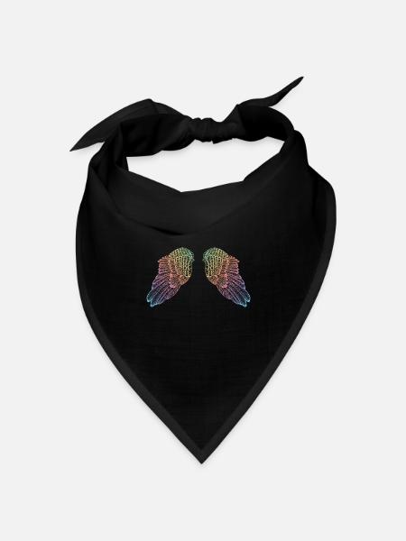 Regenbogen farbige Engelsflügel - Bandana Dreieckstuch - Schwarz