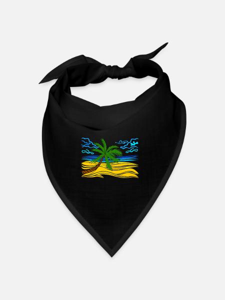 Palme am Strand - Bandana Dreieckstuch - Schwarz