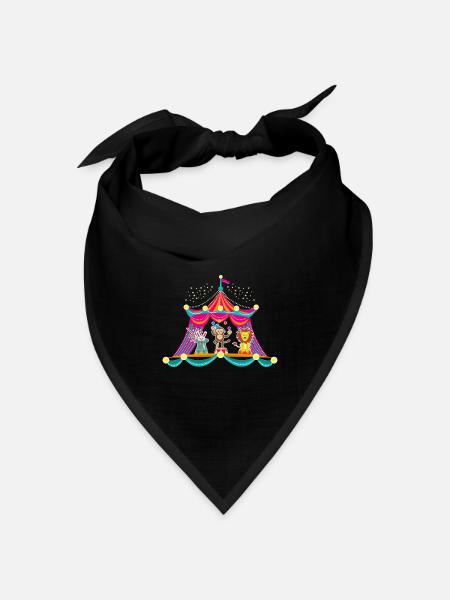 Zirkus - Affenzirkus - Zirkustiere Hase Löwe - Bandana Dreieckstuch - Schwarz