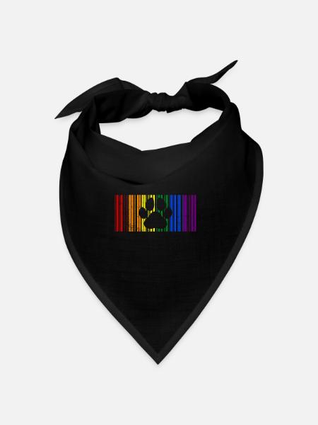 LGBT Regenbogen Farben Barcode Icon Pride Gay Paw - Bandana Dreieckstuch - Schwarz