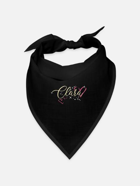 Clara Name Vorname Kalligrafieherz - Bandana Dreieckstuch - Schwarz