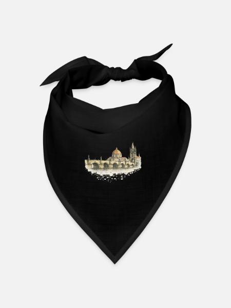 Florentiner Brücke & Dom Watercolor - Bandana Dreieckstuch - Schwarz