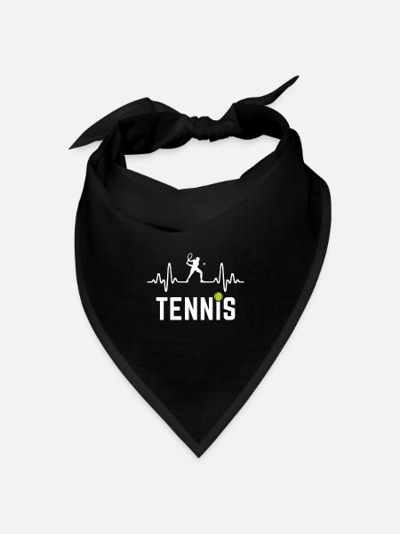 Tennis Herzschlag Tennisspieler - Bandana Dreieckstuch - Schwarz
