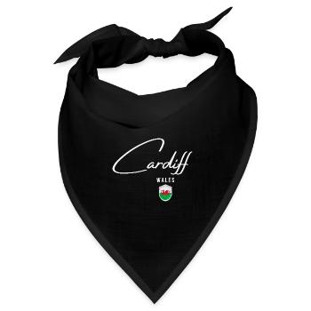 Cardiff, Wales, elegantes Design Cardiff - Bandana Dreieckstuch - Schwarz - Vorne