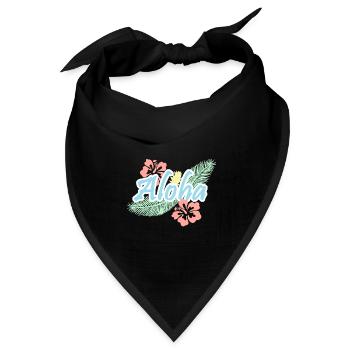 Aloha-tropische Sommerblumen - Bandana Dreieckstuch - Schwarz - Vorne