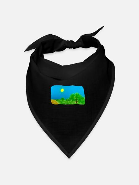 Bäume und Wiese - Bandana Dreieckstuch - Schwarz